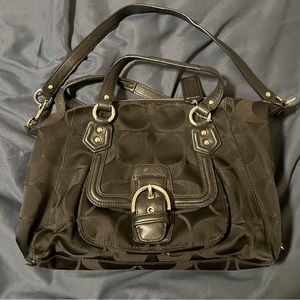 Coach Signature Campbell F24741 Satchel Shoulder Handbag Purse Black